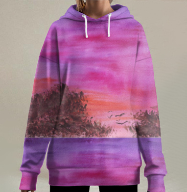 Вечернее небо, Hoodie Long Oversize 3D