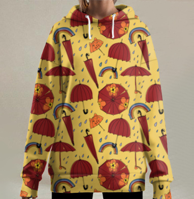 Весенние зонтики, Hoodie Long Oversize 3D
