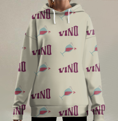 Вино, Hoodie Long Oversize 3D