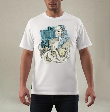 Virgin with a fish / Дева с рыбой, Футболка мужская REGULAR белая