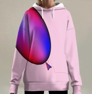 Неоновый воздушный шар символ надежды всегда присутствуют, Hoodie Long Oversize 3D