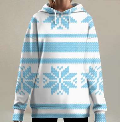 Вязаный скандинавский узор, Hoodie Long Oversize 3D