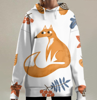 Хитрый осенний лис, Hoodie Long Oversize 3D