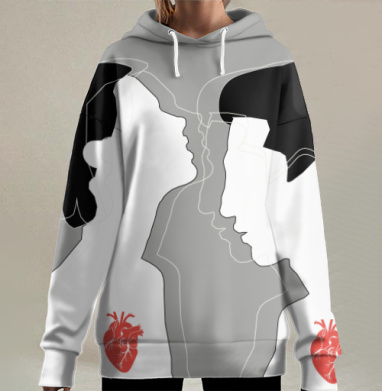 Связь между мужчиной и женщиной через сердце связи, Hoodie Long Oversize 3D