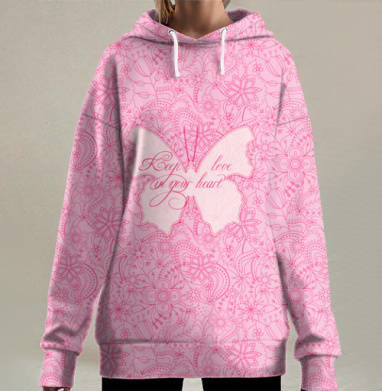 Храни любовь в своем сердце, Hoodie Long Oversize 3D