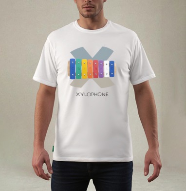 Xylophone, буква X из Живой Азбуки, Футболка мужская REGULAR белая