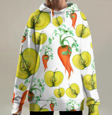 Яблочно-морковный фреш, Hoodie Long Oversize 3D