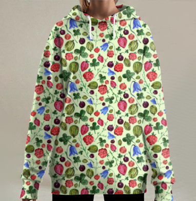 Ягодная полянка, Hoodie Long Oversize 3D