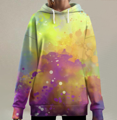 Яркая акарельная, Hoodie Long Oversize 3D