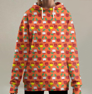 Яркие тюльпаны, Hoodie Long Oversize 3D