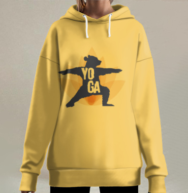 Йога медведь, Hoodie Long Oversize 3D