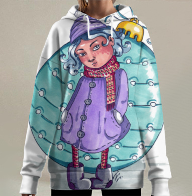 Зимняя девочка, Hoodie Long Oversize 3D