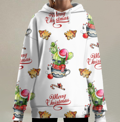 Зимой и летом все равно кактус, Hoodie Long Oversize 3D