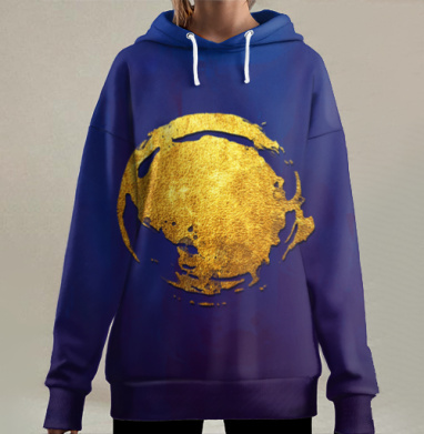 Золотой круг на темно синем фоне золотой круг на темно синем фоне, Hoodie Long Oversize 3D