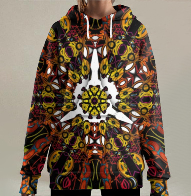 Цветущий Калейдоскоп, Hoodie Long Oversize 3D