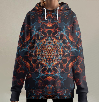 Динамичные переплетения тепла и холода, Hoodie Long Oversize 3D