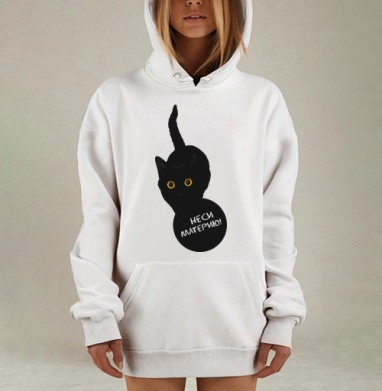 Черный кот космос материю неси, Hoodie Mjhigh Dig, оверсайз, утепленная