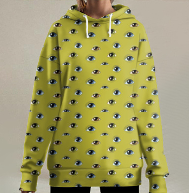 Паттерн_с_глазами, Hoodie Long Oversize 3D