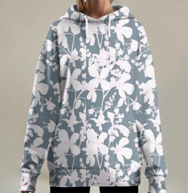Элегантный бесшовный узор с цветочными мотивами, Hoodie Long Oversize 3D