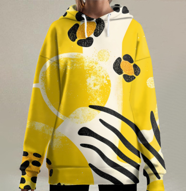 Abstract Animal Safari - Абстрактное сафари животных дикая природа африки, Hoodie Long Oversize 3D