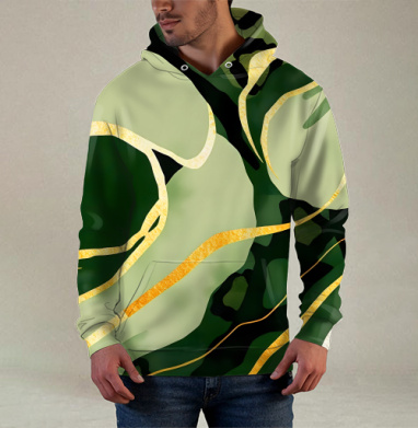 Золотые изгибы на зеленом анималистичном фоне / Golden curves on green animal background - Магазин футболок RazzhivinaKs - Дизайнерские принты