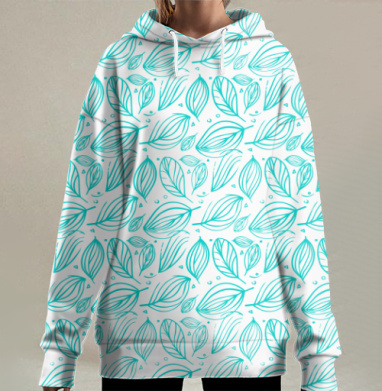 Бирюзовый листопад, Hoodie Long Oversize 3D