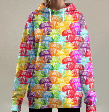 Осенние грибы, Hoodie Long Oversize 3D