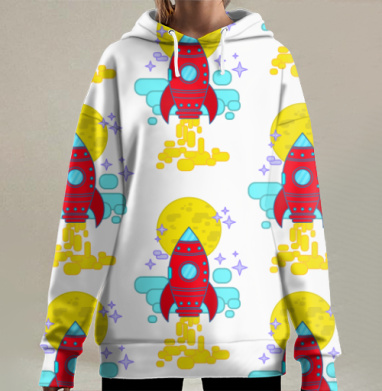 Полет на Луну, Hoodie Long Oversize 3D