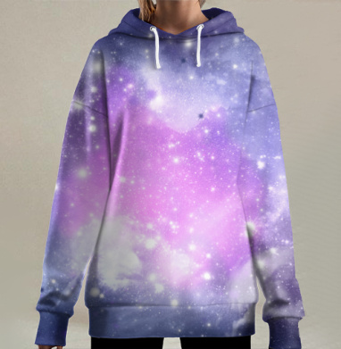 Розовый космос -  твоя любовь, Hoodie Long Oversize 3D