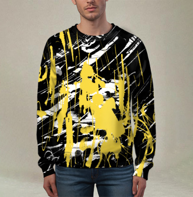 Abstract golden splashes / Золотые брызги краски фон абстракция яркая, Свитшот мужской 3D