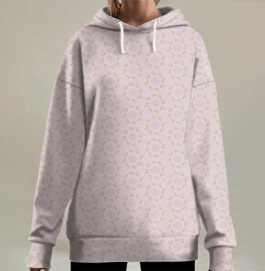 Маленькие цветочные венки на пастельном розовом узор для декора, Hoodie Long Oversize 3D