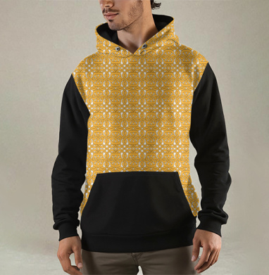 Celtic Golden Knot / Кельтский золотой узел украшает черный фон в этом орнаменте, Толстовка мужская Regular 3D