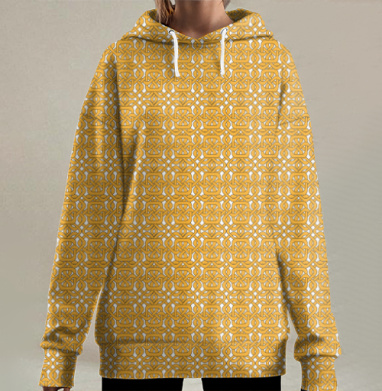 Celtic Golden Knot / Кельтский золотой узел украшает черный фон в этом орнаменте, Hoodie Long Oversize 3D