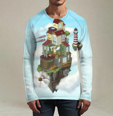 Flying house, Футболка мужская лонгслив 3Д