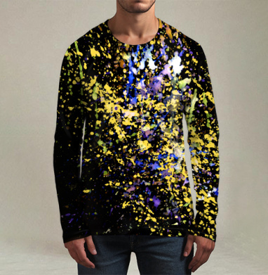 Яркая экспрессия на фоне Abstract Paint Splashes Абстрактные брызги краски, Футболка мужская лонгслив 3Д