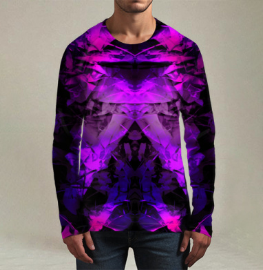 Фиолетовая Абстракция Космическая Энергия Внутри Света, Футболка мужская лонгслив 3Д