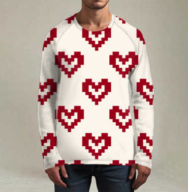 Пиксельные красные сердца на светлом фоне Pixel Hearts – Сердца - Магазин футболок Mimikry - Дизайнерские принты