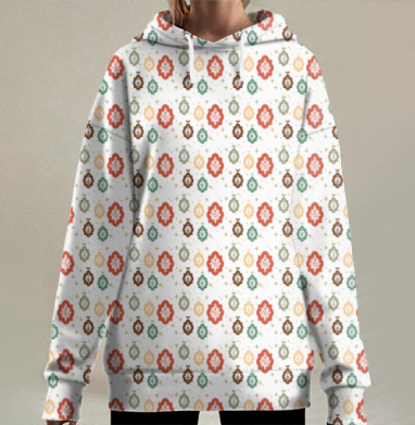Ethnic Pattern – Этнический восточный орнаментальный узор медальоны декор, Hoodie Long Oversize 3D