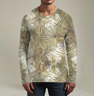 Palm leaves / Пальмовые листья, Футболка мужская лонгслив 3Д