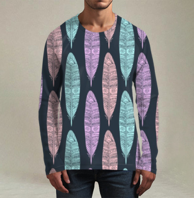 Вертикальный узор из перьев с этноорнаментом - Designed by Alenka Karabanova 