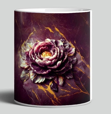 Golden Marble Peony – Золотой мраморный пион на фоне декоративного изделия - Магазин футболок AnnArtshock - Дизайнерские принты