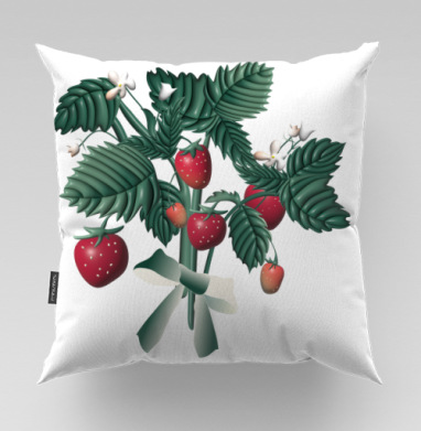Strawberry Bouquet Berries Summer / Клубничный Букет Ягоды Лето, Подушка велюр плюшевая 45х45