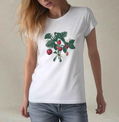 Strawberry Bouquet Berries Summer / Клубничный Букет Ягоды Лето, Футболка женская белая 180гр