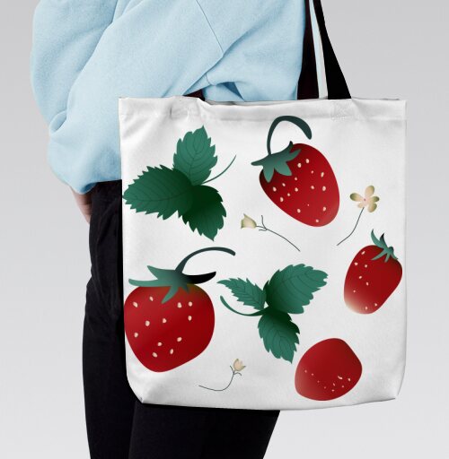 Fresh Red Sweet Berries Strawberry Garden – Садовая клубника, Сумка с ручкой и внутренним карманом на молнии