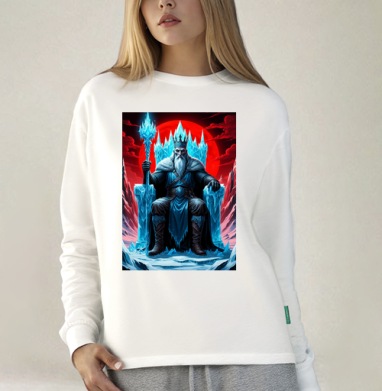 Powerful Eternal Ice King Sitting On Throne - Вечный Ледяной Король Трон - Магазин футболок jestkrd