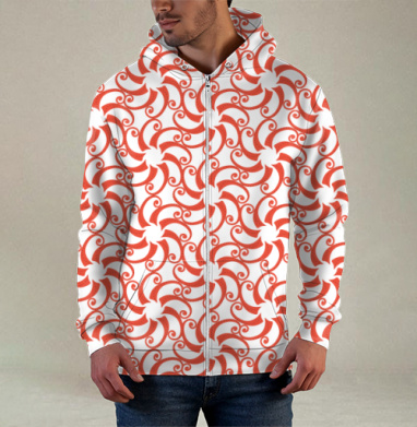 Dynamic Rotating Coral Swirls Patterns Вращающиеся коралловые завитки узоры, Толстовка мужская на молнии 3Д полная запечатка