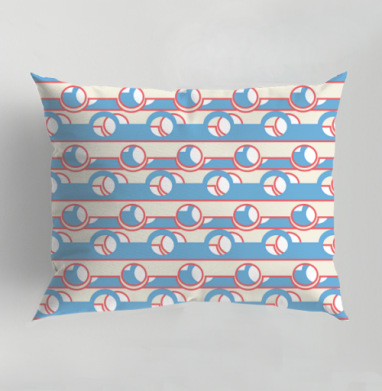 Blue Coral Geometric Stripe Pattern / Синий коралловый полосатый геометрический ретро орнамент, Подушка декоративная 50х70 см