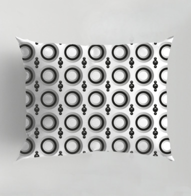 Узор с кольцами и сферами Geometric pattern and black spheres, Подушка декоративная 50х70 см