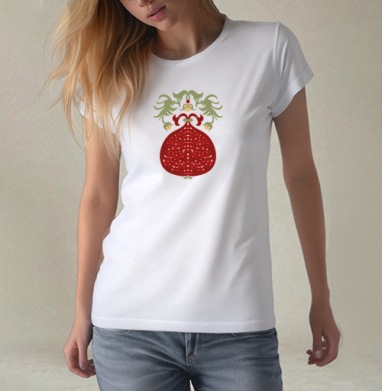Royal Pomegranate Fruit Ornament / Королевский гранат декоративный элемент узора, Футболка женская белая 180гр
