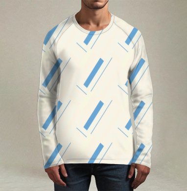 Blue Milk Pattern / Стильный голубой молочный паттерн пакеты молока, Футболка мужская лонгслив 3Д
